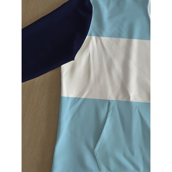 Plus Size Men's Color Block Long Sleeve Casual Stylish Hooded Pullover Hoodie Plus Size Men's Color Block Long Sleeve Casual Stylish Hooded Pullover Hoodie